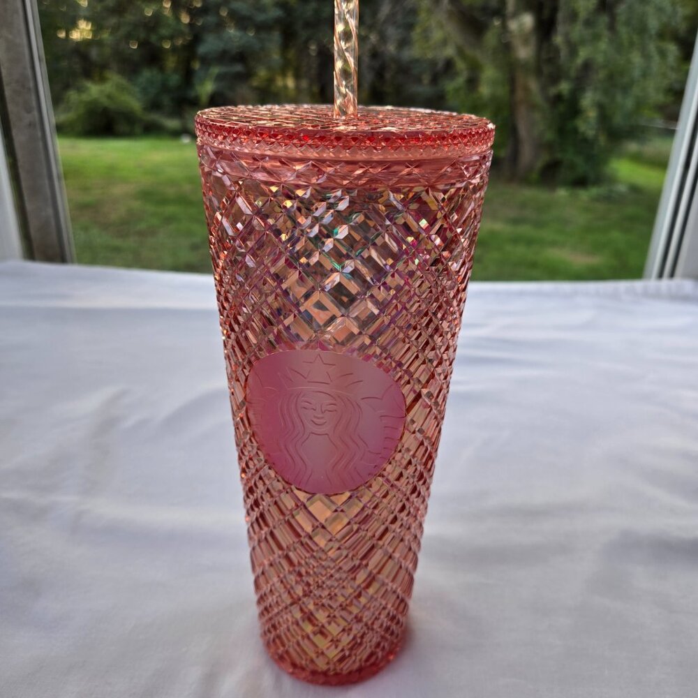 2021 Starbucks Rose Gold Jeweled Diamond Bling Tumbler 24oz